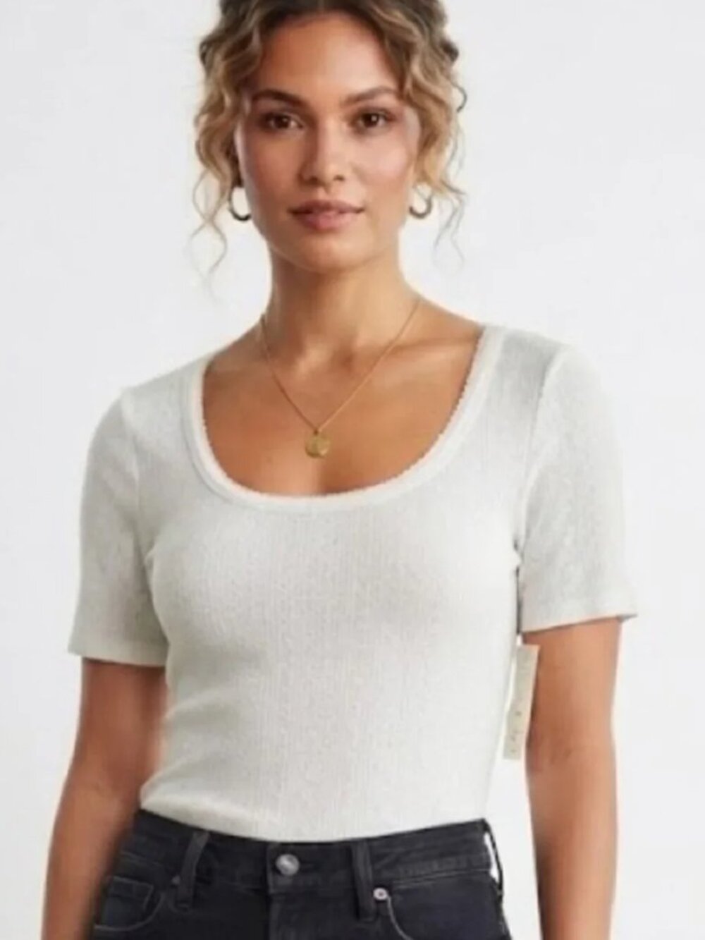 Universal Thread White Short Sleeve Crew Neck Top Women's Size M Basic Tee NWT